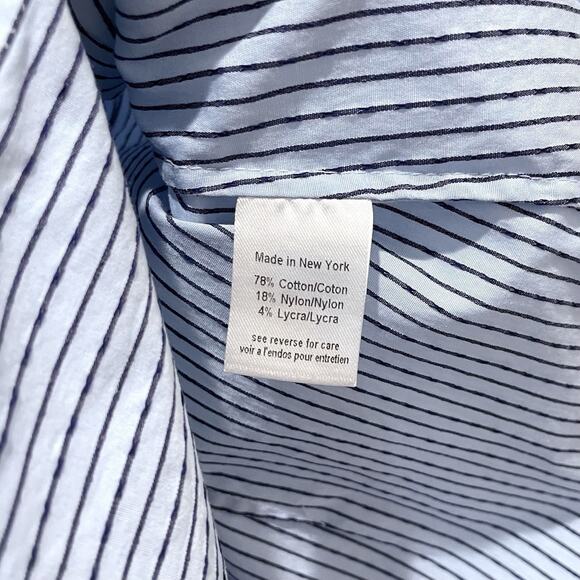 Caroline Costas Jacqueline Poof Sleeve Button Up Top Womens XS Blue Stripe - Picture 8 of 10
